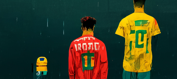 Ronaldo und Neymar traurig - Bild von der KI Midjourney generiert